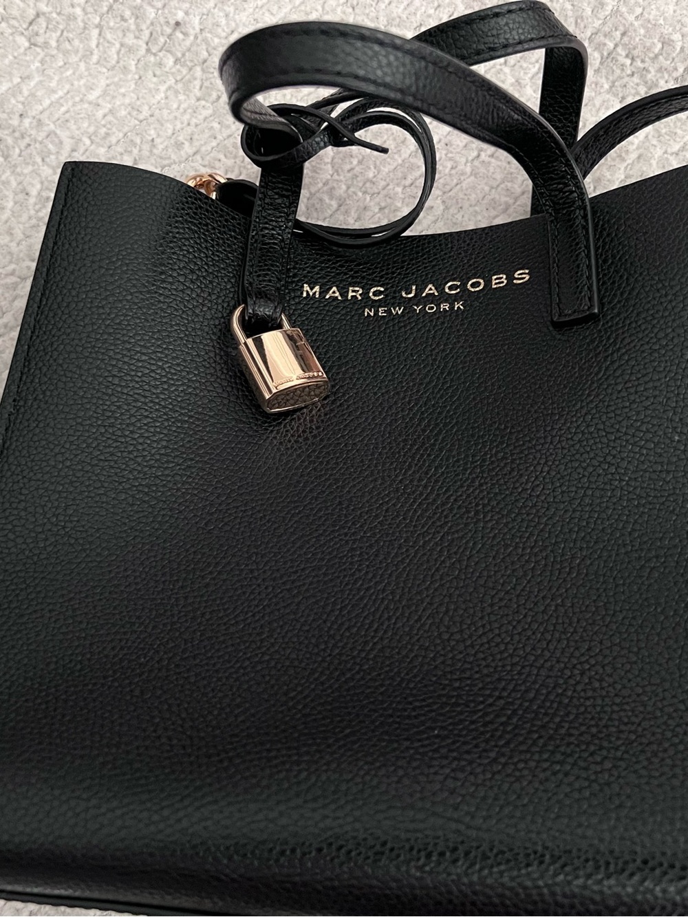Marc Jacobs Black Pebbled Leather mini grind Tote with Gold Accent M0015685-001